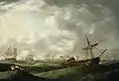 "Ship abandoned in abating storm"