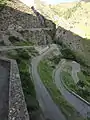 The bends of the D1 crossing a Water gap at les Tourniquets.