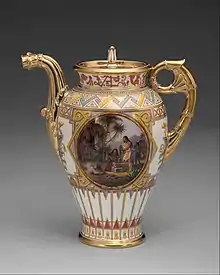 Image 54Coffeepot (cafetière "campanienne"), part of a service, 1836, hard-paste porcelain, Metropolitan Museum of Art (from History of coffee)