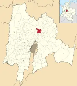 Location of the town and municipality of Cogua in the Cundinamarca Department.