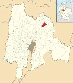 Location of the municipality and town inside Cundinamarca Department of Colombia