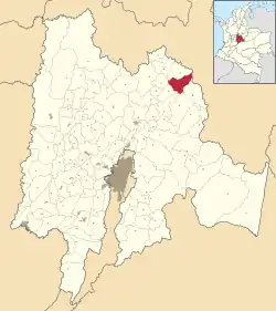 Location of the municipality and town inside Cundinamarca Department of Colombia