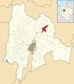 Location of the municipality and town inside Cundinamarca Department of Colombia