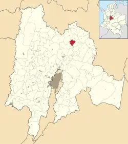 Location of the municipality and town inside Cundinamarca Department of Colombia