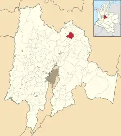 Location of the municipality and town inside Cundinamarca Department of Colombia