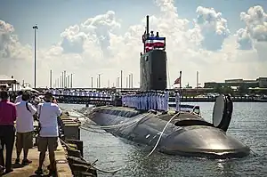 USS John Warner with her forward missile hatch open