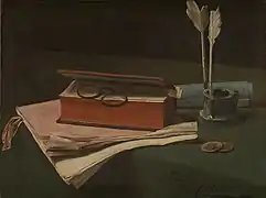 François Bonvin, Still Life with Books, Papers and Inkwell, NG3234