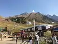 Gondola road from Shymbulak (2260 m) to Talgar pass (3200 m) in summer