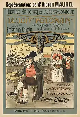 Image 6Le Juif Polonais poster, by Henri C. R. Presseq (restored by Adam Cuerden) (from Wikipedia:Featured pictures/Culture, entertainment, and lifestyle/Theatre)