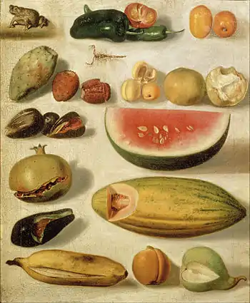 Still life with scorpion and frog by Hermenegildo Bustos, 1874