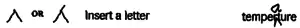 Caret telling a reader to insert a letter.