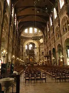 Church of Saint-Augustine showing the cast iron shafts and iron-framed roof