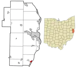 Location of Rayland in Jefferson County and in the state of Ohio