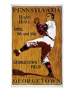 Poster for University of Pennsylvania vs Georgetown University baseball game, circa 1901