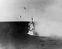 Kamikaze attacks USS Columbia (CL-56) in Lingayen Gulf on 6 January 1945