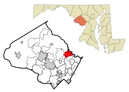 Location of Ashton-Sandy Spring in Montgomery County, Maryland
