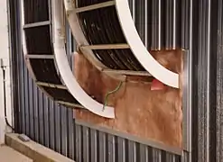 A firestopped penetration