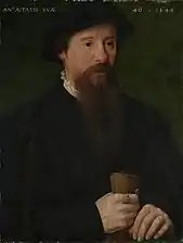 Portrait of a man, 35.5 × 30 cm, Inscriptions top: AN(O) AETATIS SVAE 40 1544. National Gallery (National Museum of Art, Architecture and Design), Oslo, Norway