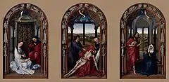 Rogier van der Weyden, Miraflores Altarpiece, oil on panel, 38.7 × 30.3 cm, Gemäldegalerie, Berlin