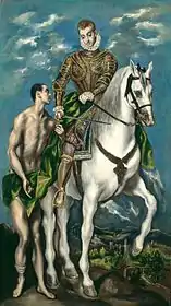 A man and a horse and rider.