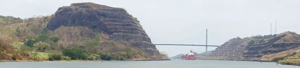Gold Hill on the left and Contractor Hill on the right, this is the site of the highest elevation of the Panama Canal construction.