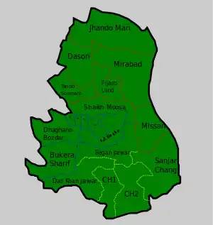 Shaikh Moosa is located in the centre of the district.