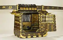 The Date clan's norimono with arabesque design in maki-e lacquer. Edo period, Tokyo Fuji Art Museum.