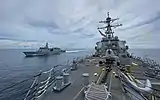 USS Russell (DDG-59) with INS Sumitra during a passex exercise